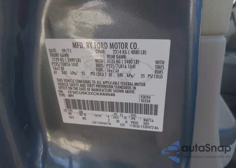 2012 Ford Escape Hybrid from USA, damaged, VIN 1FMCU5K3XCKA69949